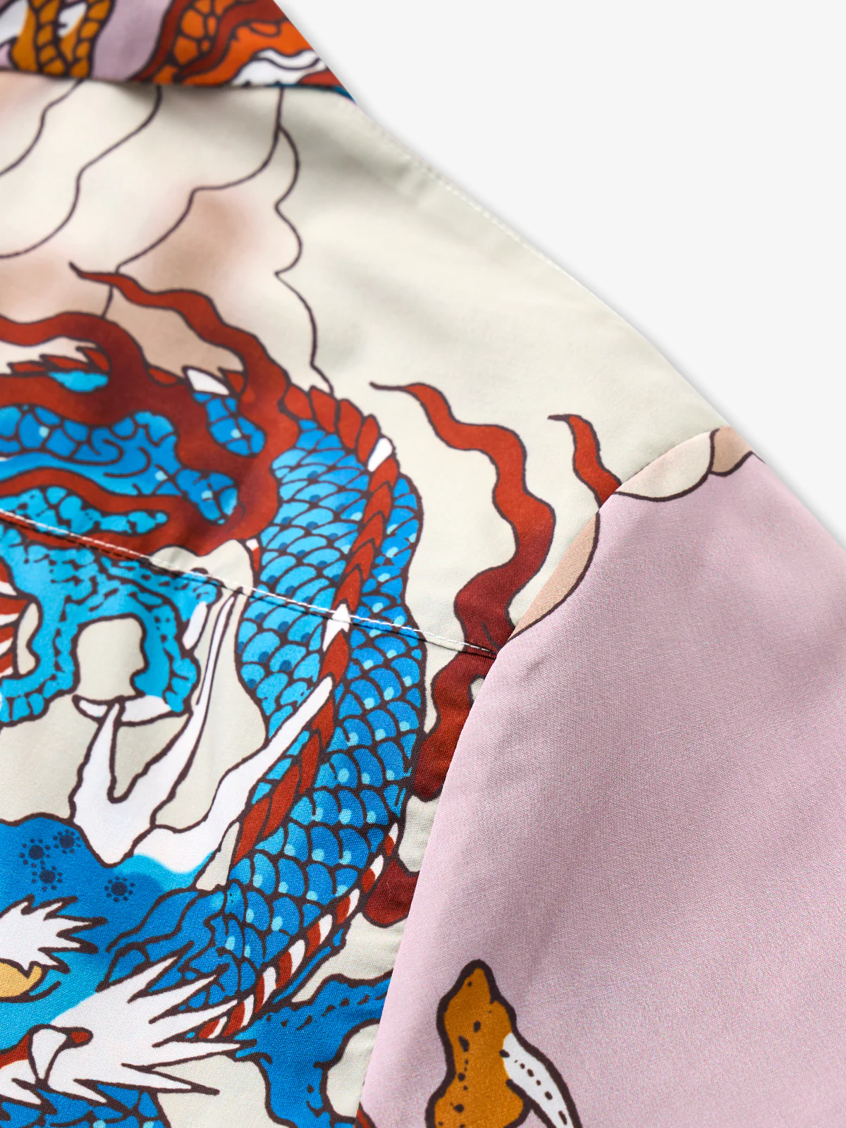 Two Dragons Playing With Pearls Cotton Camp Shirt - Image 5