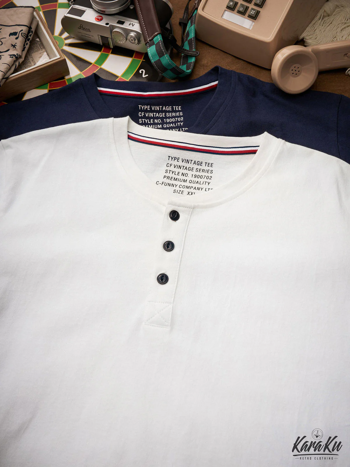 Durable 220g Cotton-Linen Heavyweight Henley Tee - Image 5